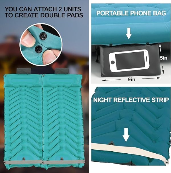 Sleeping Pad with Pillow, Self Inflating Extra-Thick, Ultralight Sleeping Mat, Built-in Pump, Ultimate for Camping, Hiking, Traveling, Airpad, Carry Bag, Compact & Lightweight Air Mattress - Image 8