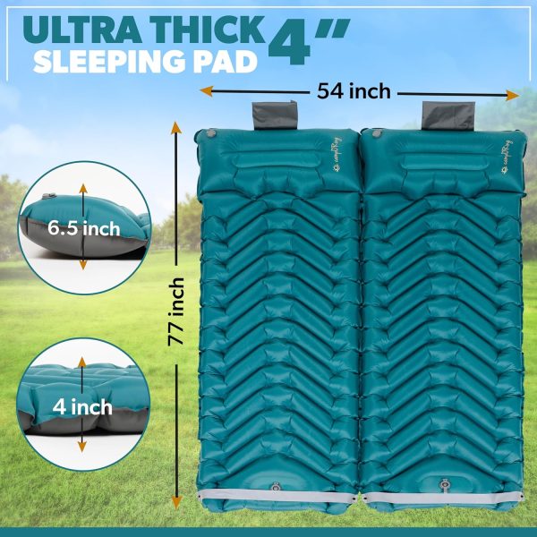 Sleeping Pad with Pillow, Self Inflating Extra-Thick, Ultralight Sleeping Mat, Built-in Pump, Ultimate for Camping, Hiking, Traveling, Airpad, Carry Bag, Compact & Lightweight Air Mattress